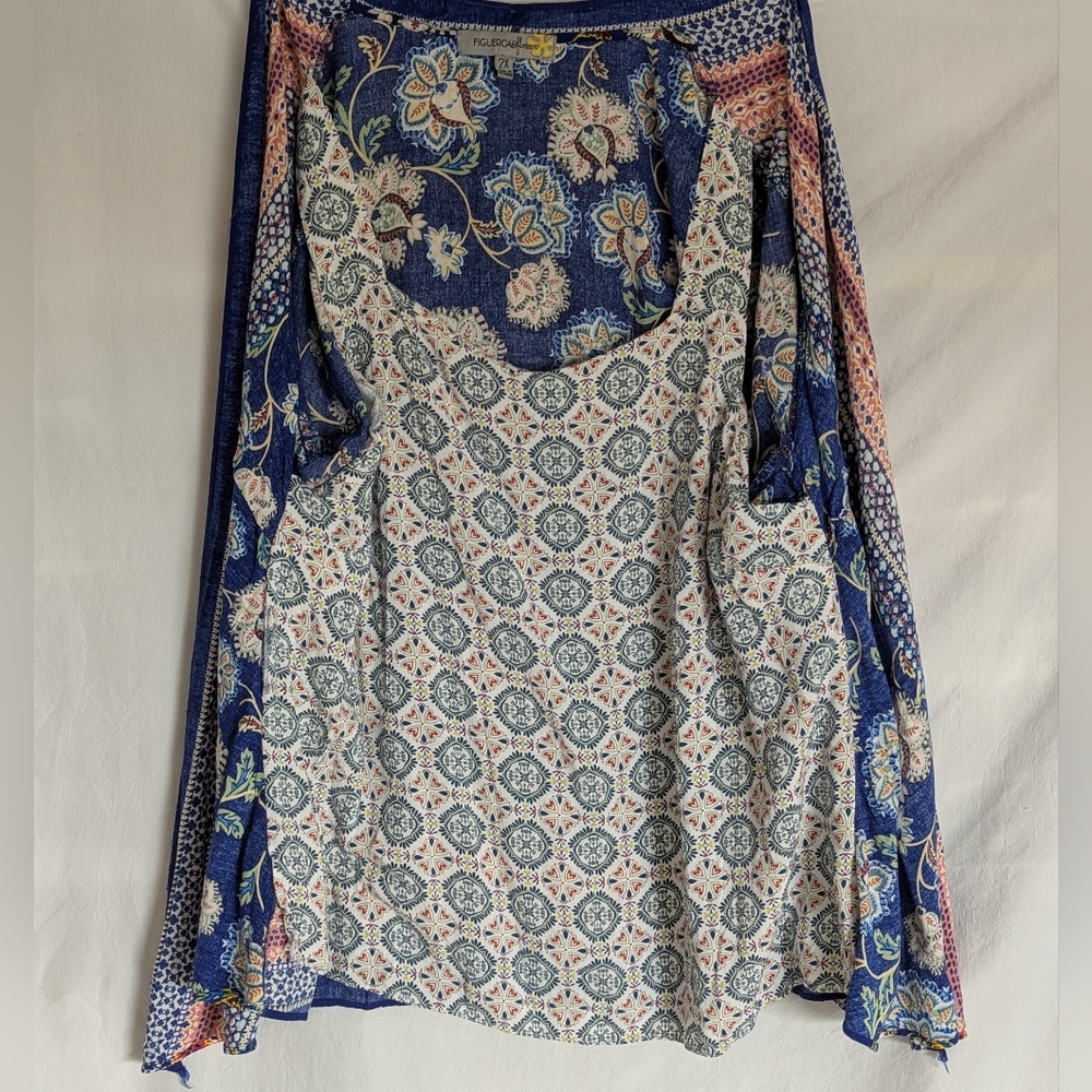 Fig And Flower Rayon Plus Size 2X Top Multi Color Attached Tank Bell Sleeves - Picture 13 of 14